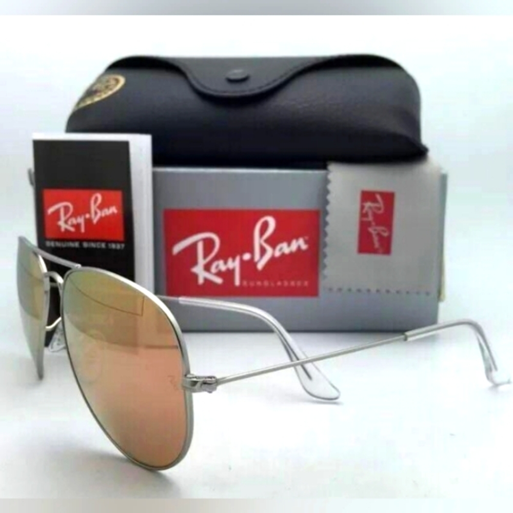 LIKE NEW Ray-Ban Pink Mirror Flash Aviator RB3025 Sunglasses Men and Women - Picture 6 of 16